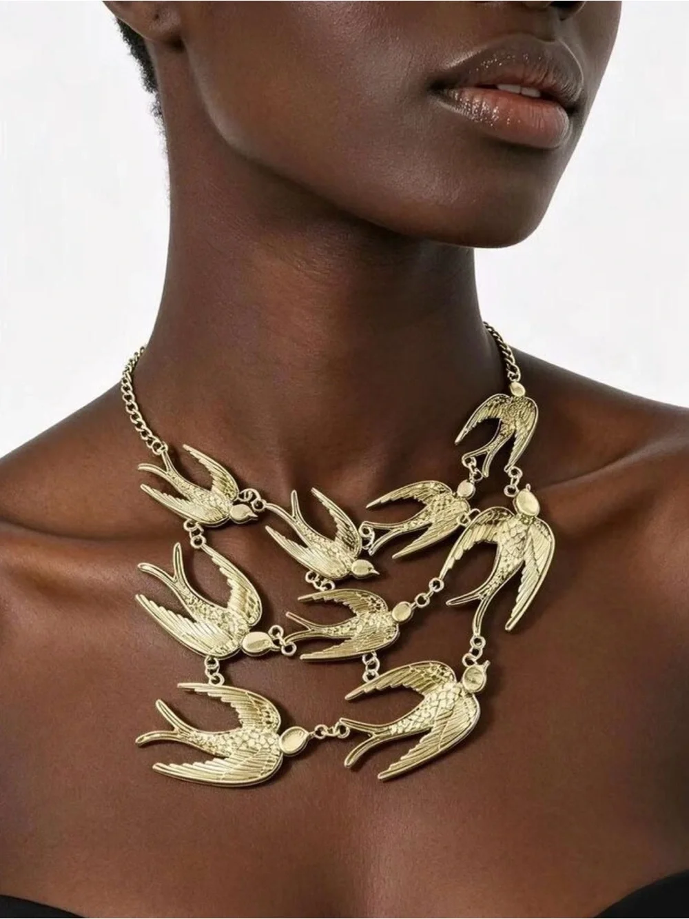Gold Bird Multi-Pendant Necklace - Women Jewelry - Picture 2 of 6